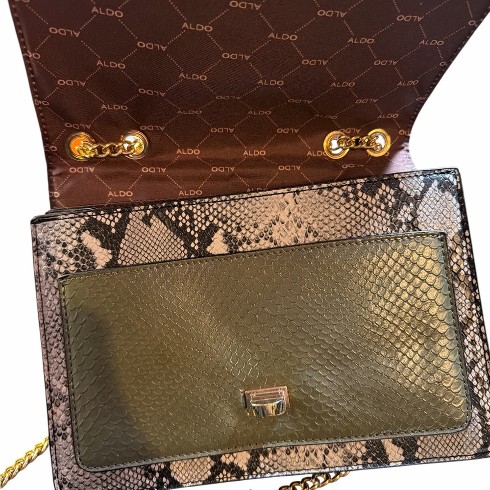 Aldo Greenwald Python Print Messenger Bag | Gold … - image 3